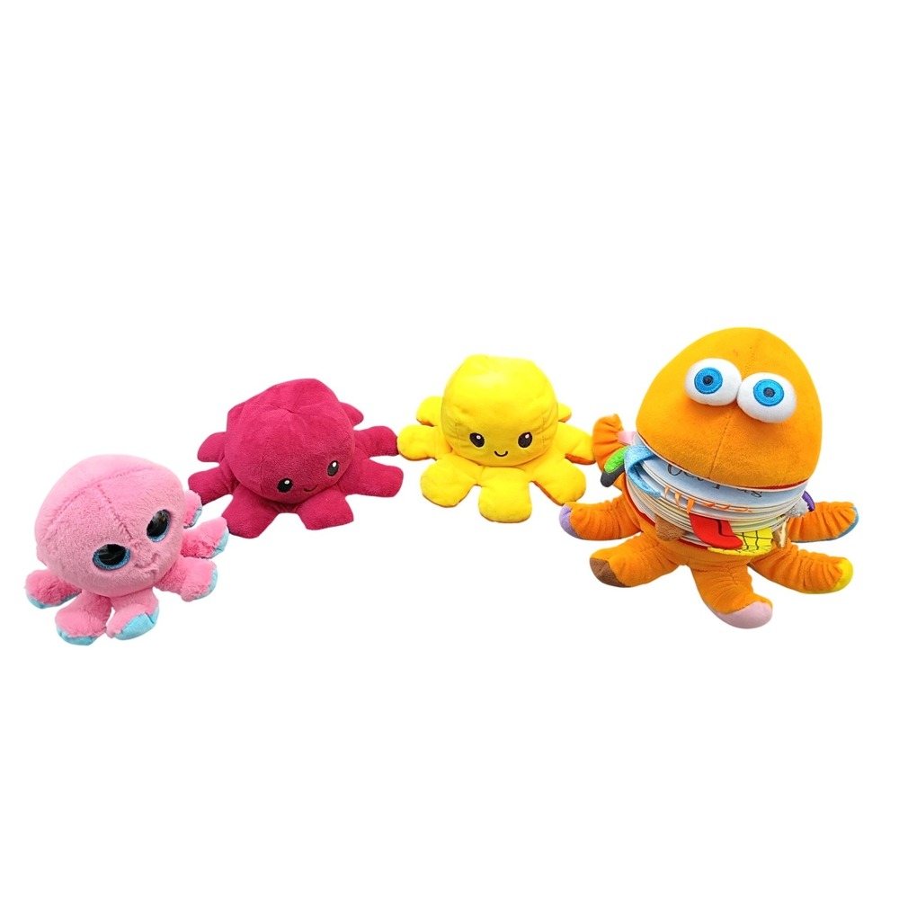 Mixed Octopus Plush Lot Ty Sheldon Reversible Mood Octo & Activity Toy 4pc